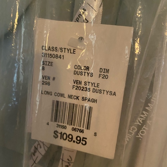 Sage Green David’s Bridal Bridesmaid Dress. - Picture 2 of 4